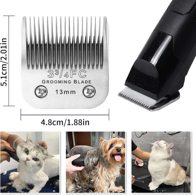 OEMIRY 3 Pcs Size 3-3/4FC Detachable Dog Grooming Blades, Compatible with Andis, Oster A5, Wahl KM10 Series Clippers, Cut Length 13mm, Silver(3-3/4FC 13mm, 3Packs) - Image 4
